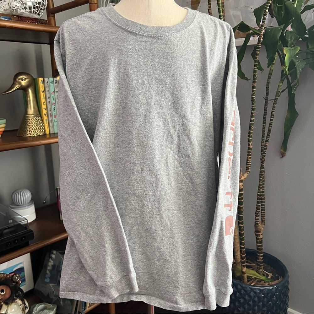 Carhartt gray long sleeve shirt with sleeve logo, 2X
